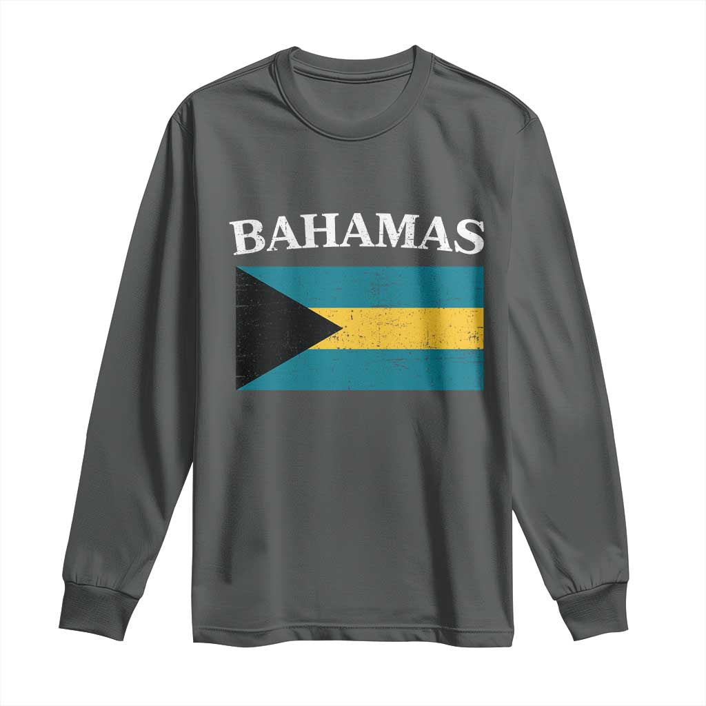 Bahamas Flag Long Sleeve Shirt Retro Vintage Bahamian Gifts - African Pride