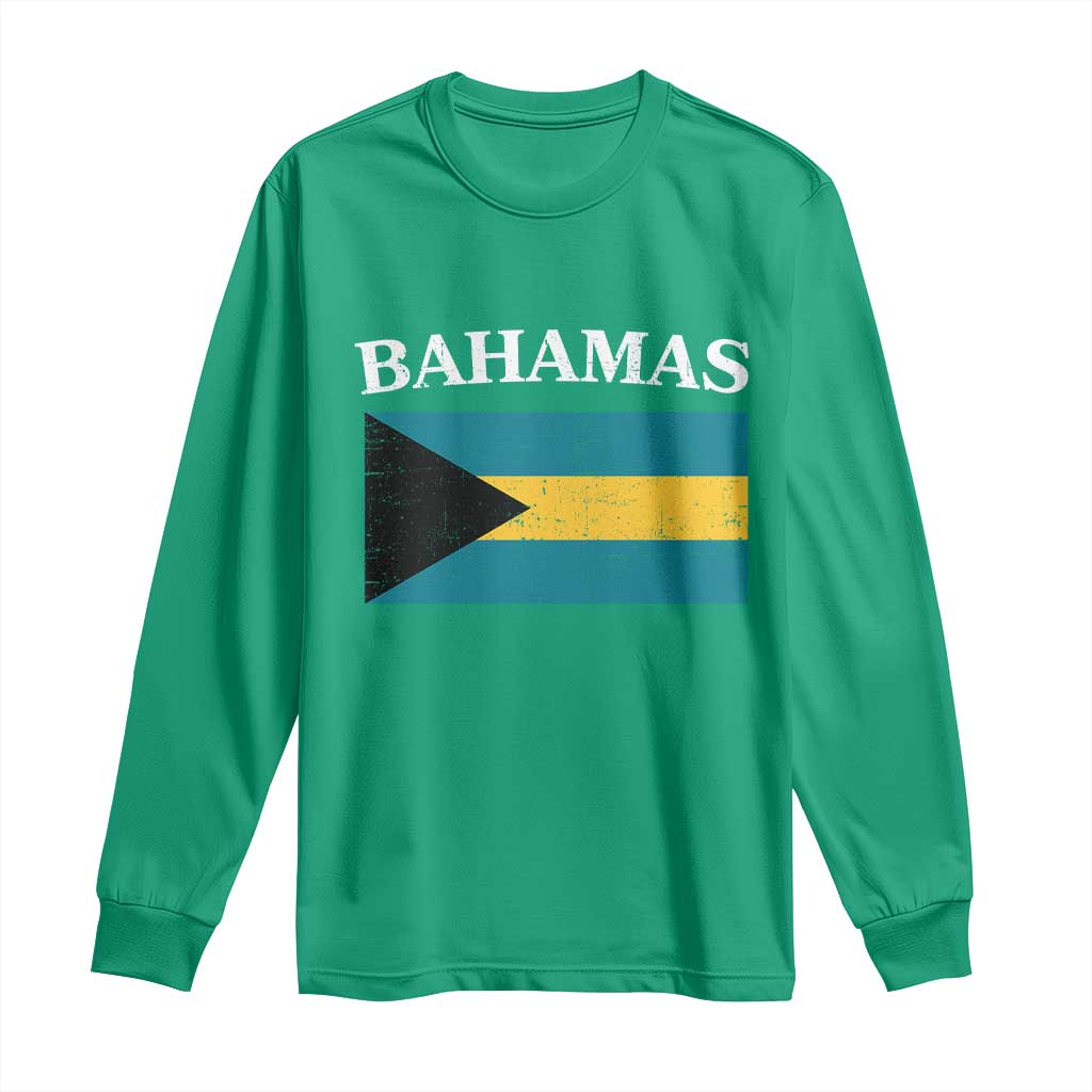 Bahamas Flag Long Sleeve Shirt Retro Vintage Bahamian Gifts - African Pride