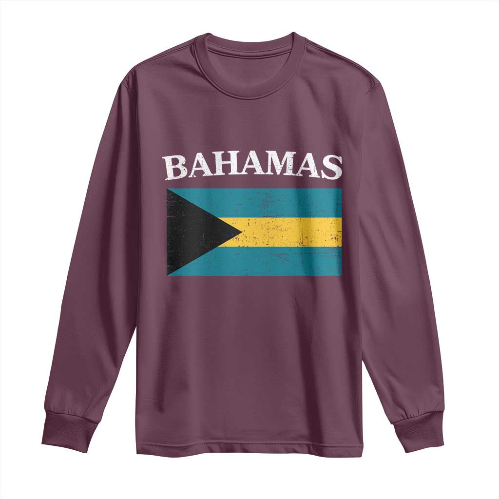Bahamas Flag Long Sleeve Shirt Retro Vintage Bahamian Gifts - African Pride