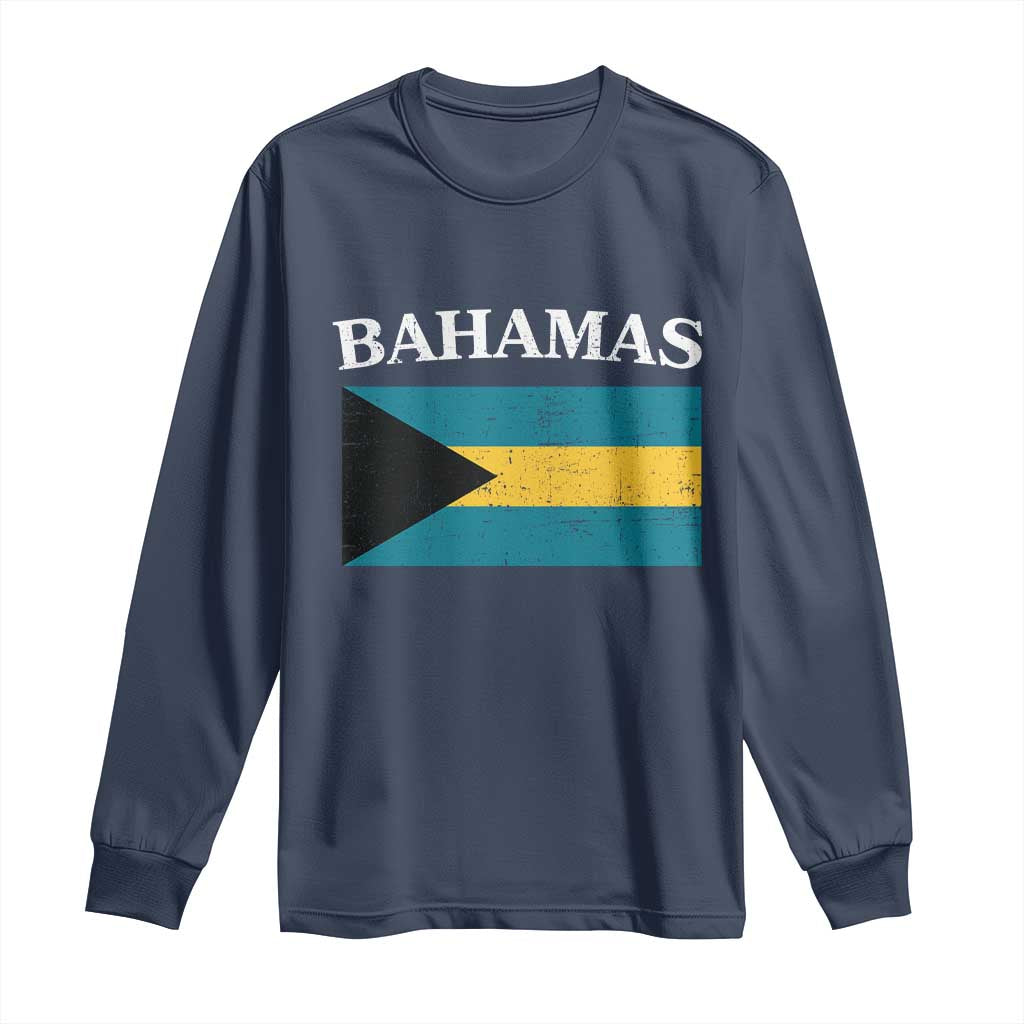 Bahamas Flag Long Sleeve Shirt Retro Vintage Bahamian Gifts - African Pride
