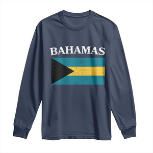 Bahamas Flag Long Sleeve Shirt Retro Vintage Bahamian Gifts - African Pride