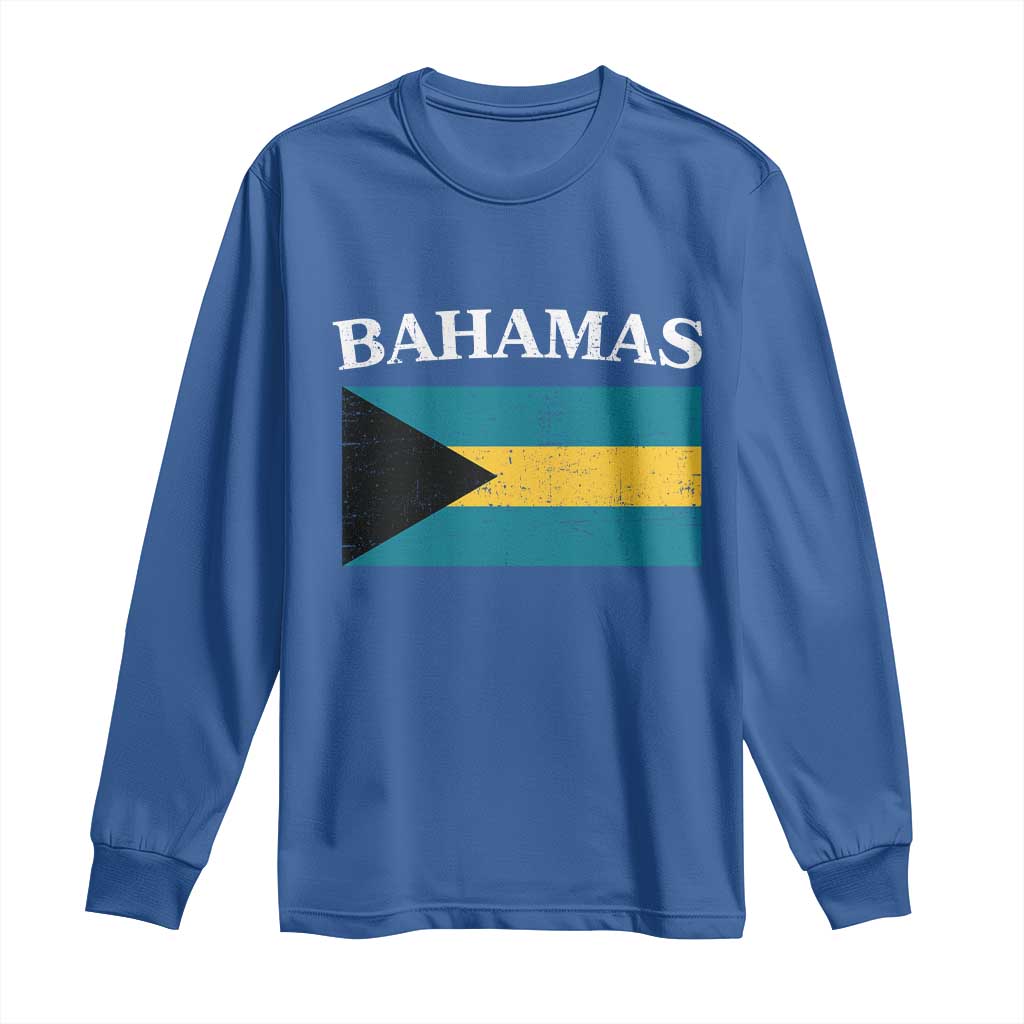 Bahamas Flag Long Sleeve Shirt Retro Vintage Bahamian Gifts - African Pride