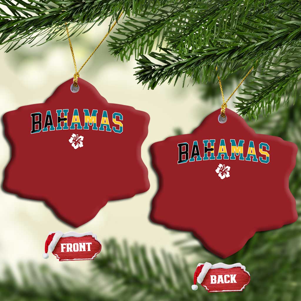 Bahamas Flag Christmas Ornament Caribbean Hibiscus Flower Beach Summer Vacation - African Pride