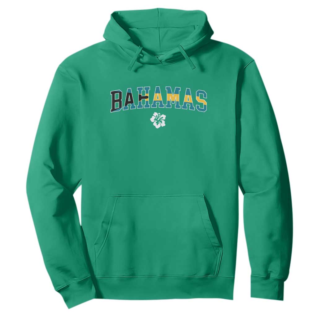 Bahamas Flag Hoodie Caribbean Hibiscus Flower Beach Summer Vacation - African Pride