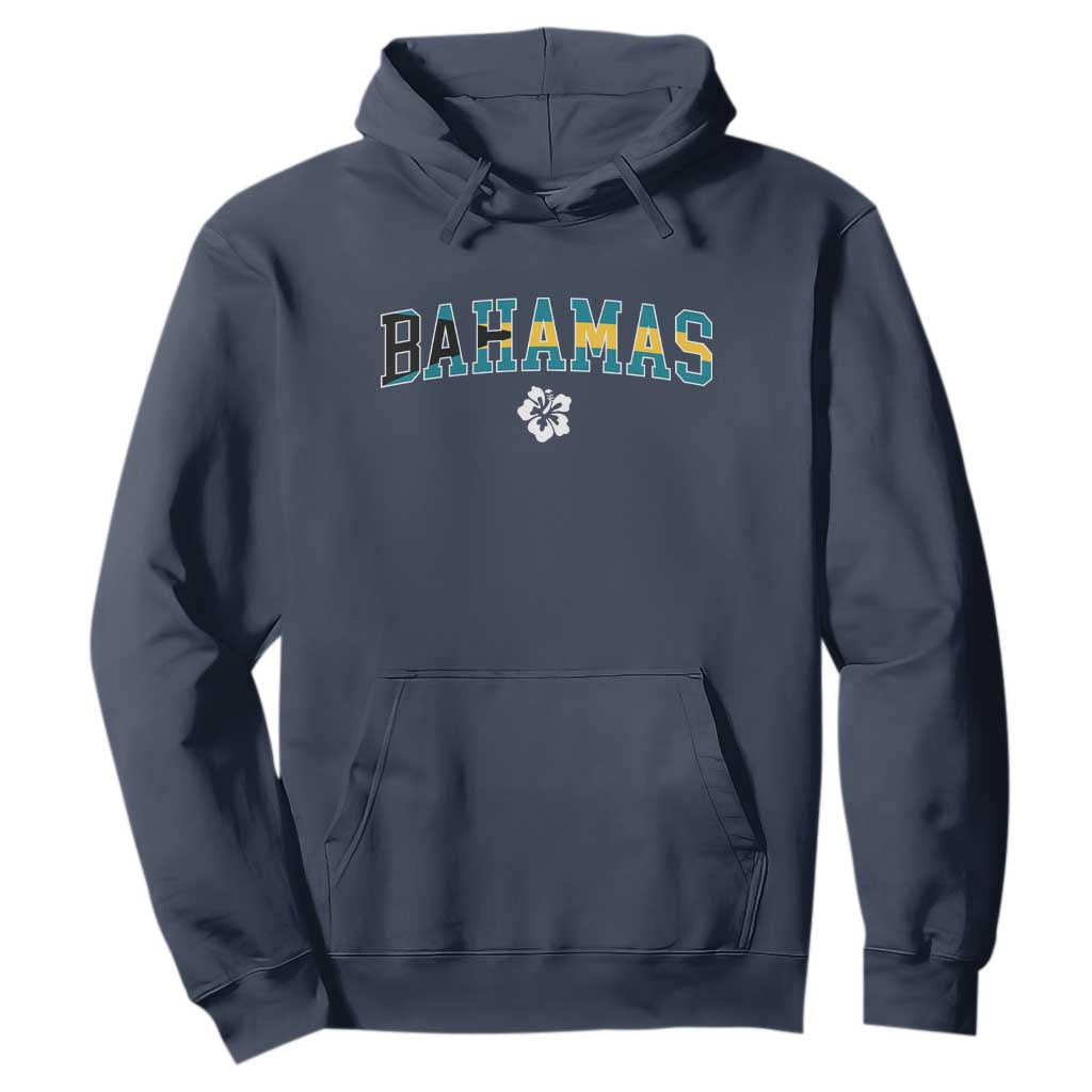 Bahamas Flag Hoodie Caribbean Hibiscus Flower Beach Summer Vacation - African Pride