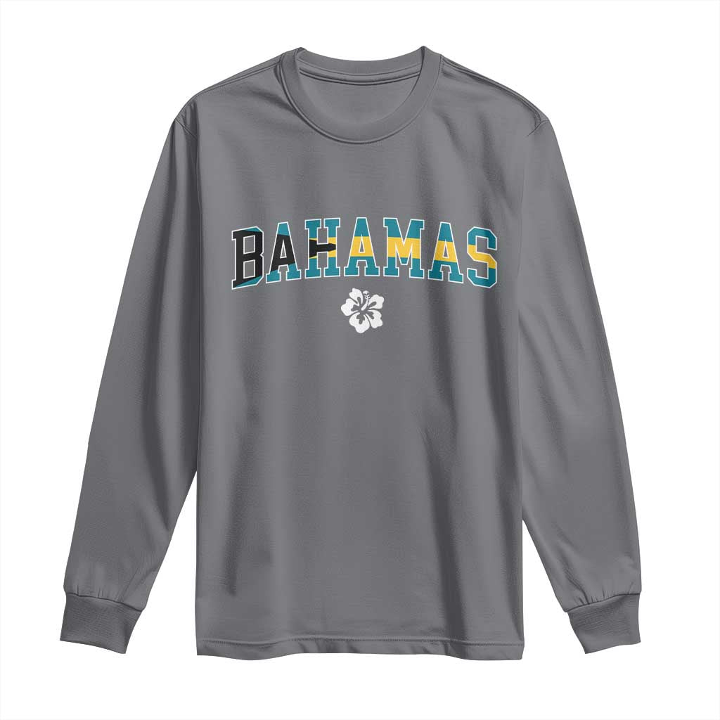 Bahamas Flag Long Sleeve Shirt Caribbean Hibiscus Flower Beach Summer Vacation - African Pride