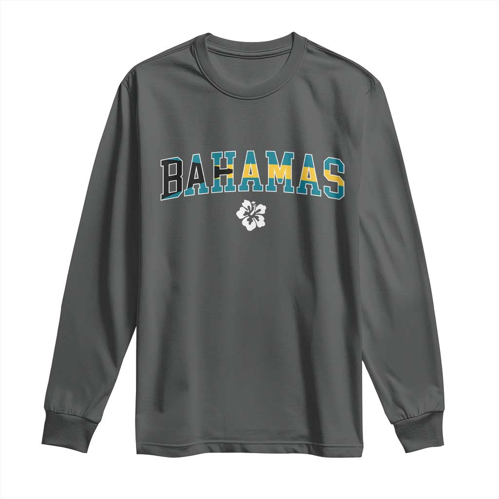 Bahamas Flag Long Sleeve Shirt Caribbean Hibiscus Flower Beach Summer Vacation - African Pride