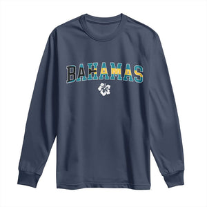 Bahamas Flag Long Sleeve Shirt Caribbean Hibiscus Flower Beach Summer Vacation - African Pride