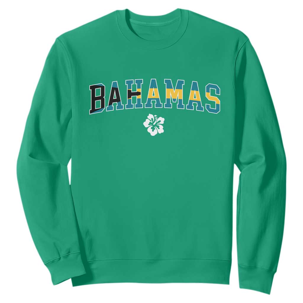 Bahamas Flag Sweatshirt Caribbean Hibiscus Flower Beach Summer Vacation - African Pride