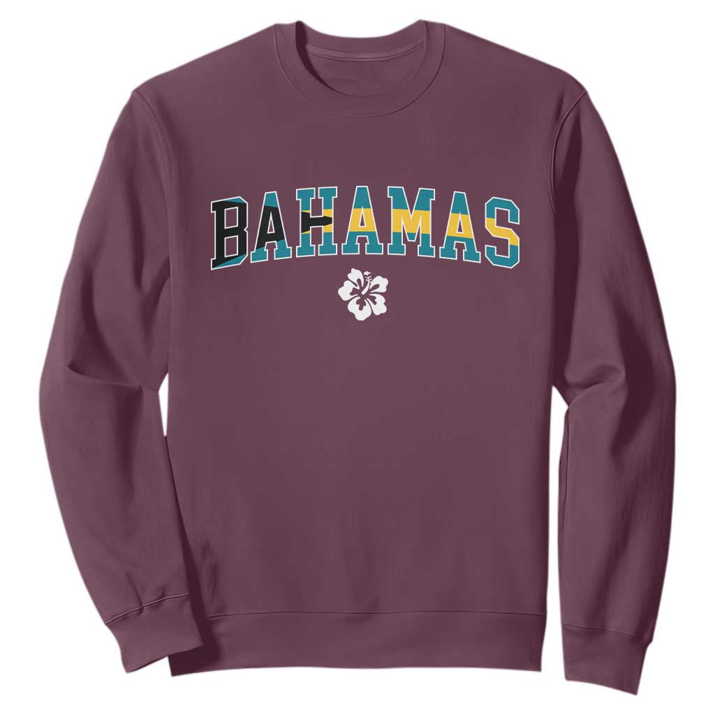 Bahamas Flag Sweatshirt Caribbean Hibiscus Flower Beach Summer Vacation - African Pride
