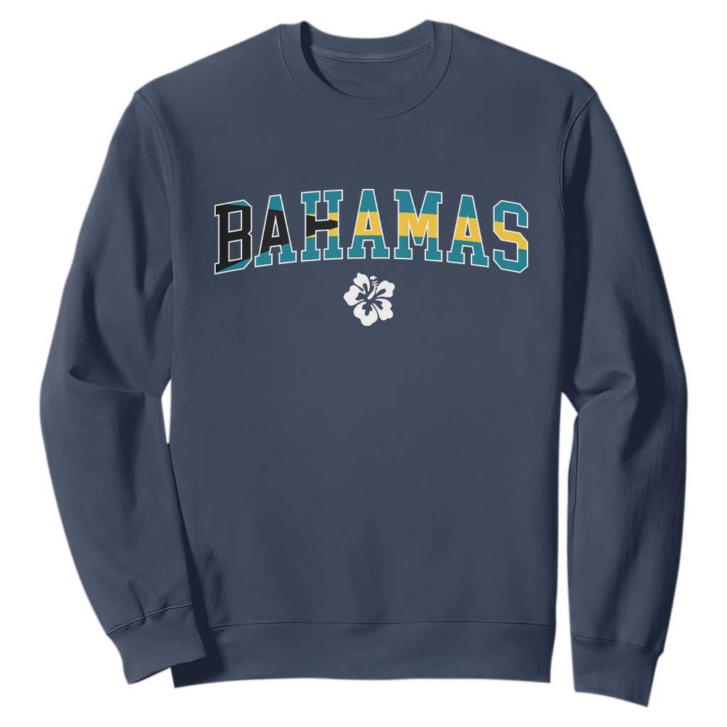 Bahamas Flag Sweatshirt Caribbean Hibiscus Flower Beach Summer Vacation - African Pride