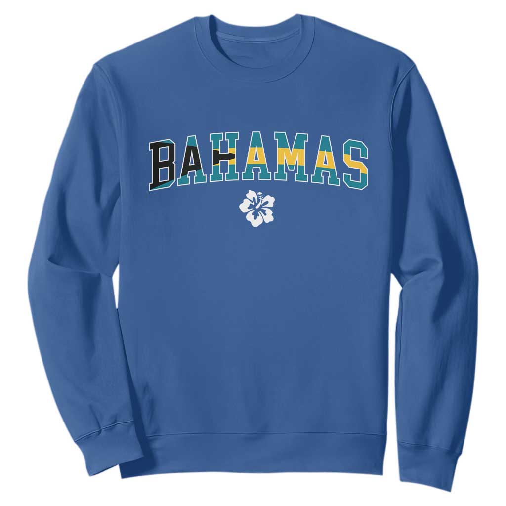 Bahamas Flag Sweatshirt Caribbean Hibiscus Flower Beach Summer Vacation - African Pride