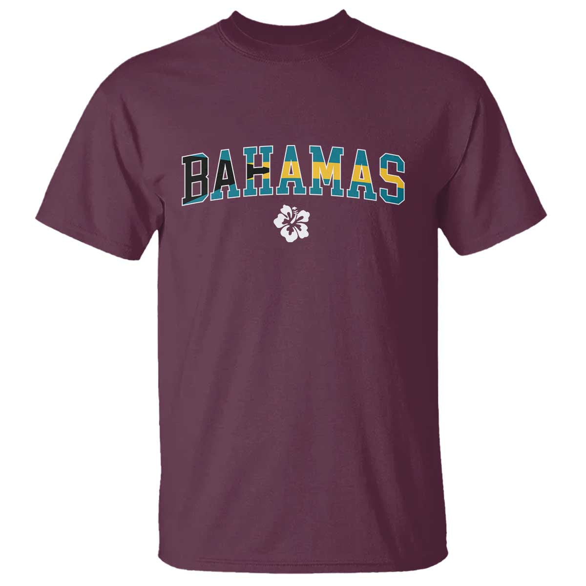 Bahamas Flag T Shirt Caribbean Hibiscus Flower Beach Summer Vacation - African Pride