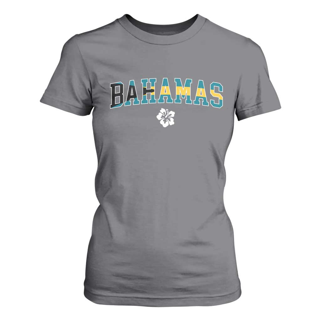 Bahamas Flag T Shirt For Women Caribbean Hibiscus Flower Beach Summer Vacation - African Pride