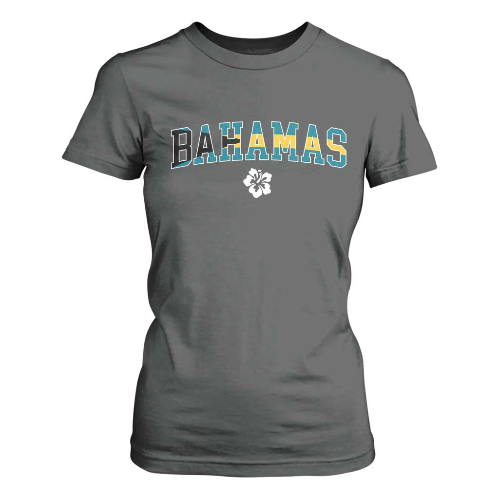 Bahamas Flag T Shirt For Women Caribbean Hibiscus Flower Beach Summer Vacation - African Pride