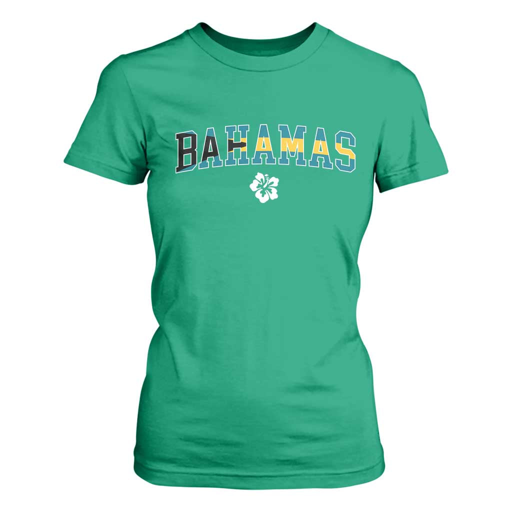 Bahamas Flag T Shirt For Women Caribbean Hibiscus Flower Beach Summer Vacation - African Pride