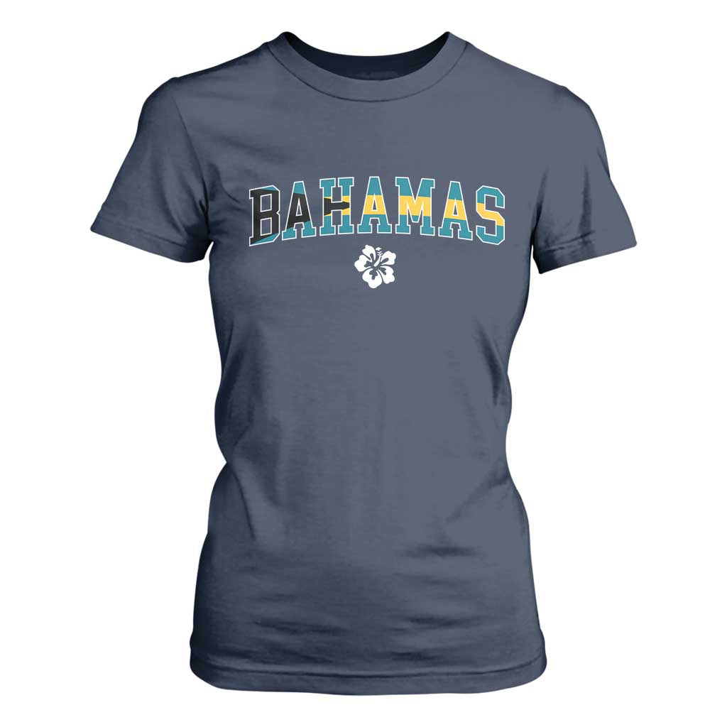 Bahamas Flag T Shirt For Women Caribbean Hibiscus Flower Beach Summer Vacation - African Pride