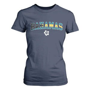 Bahamas Flag T Shirt For Women Caribbean Hibiscus Flower Beach Summer Vacation - African Pride