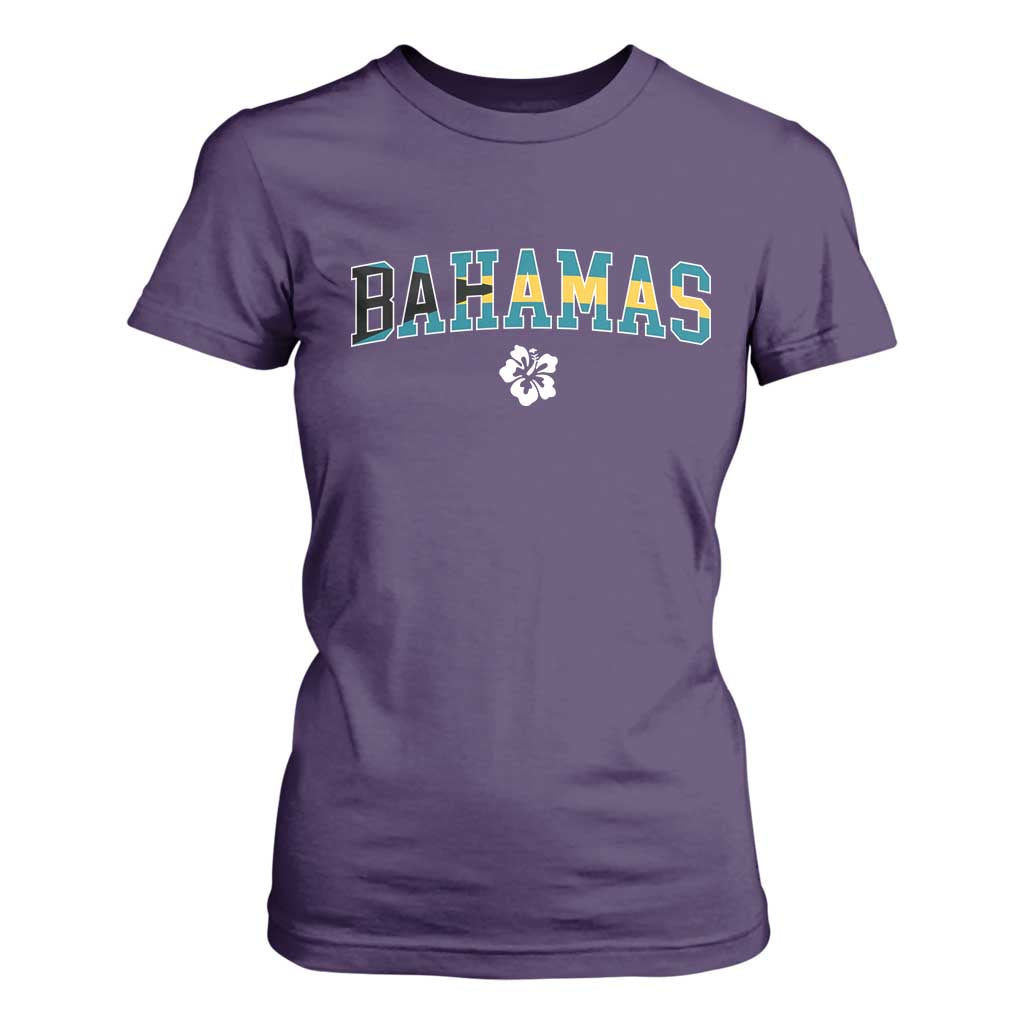 Bahamas Flag T Shirt For Women Caribbean Hibiscus Flower Beach Summer Vacation - African Pride