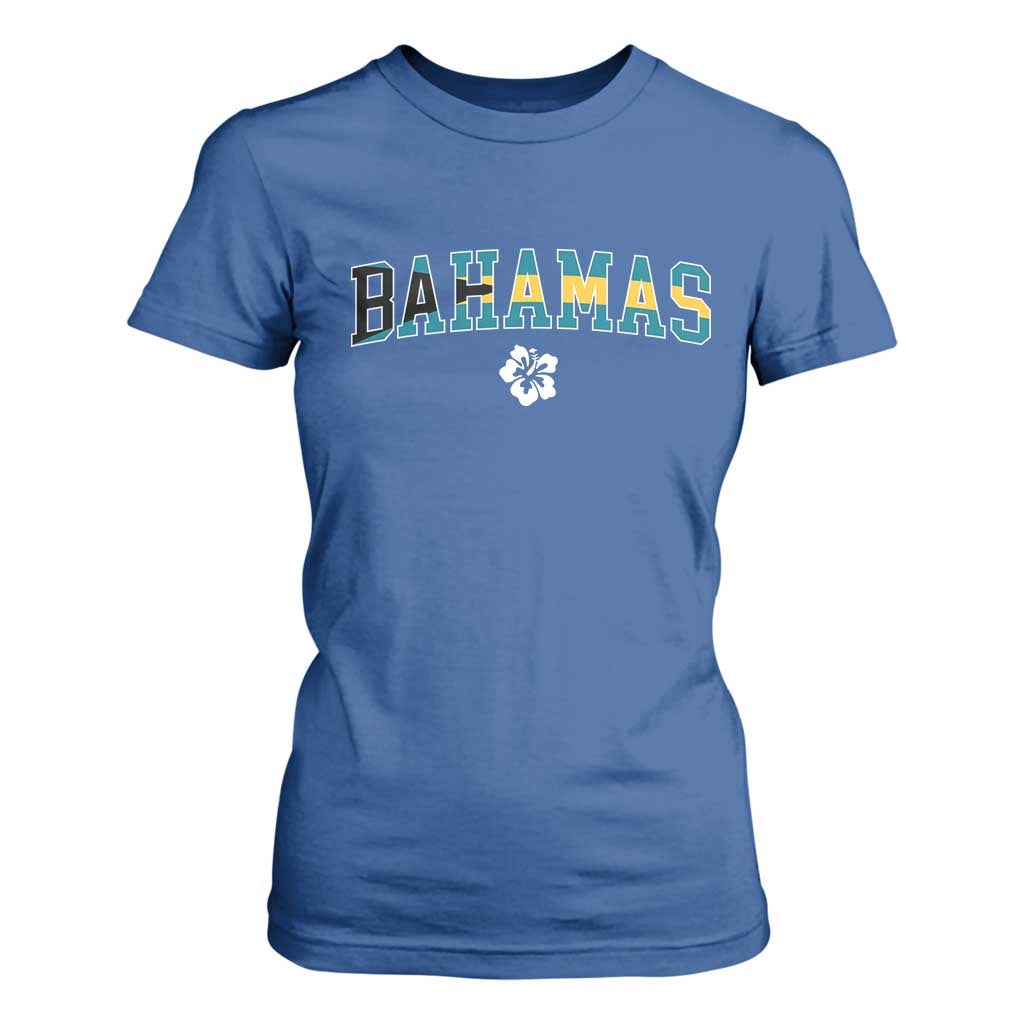 Bahamas Flag T Shirt For Women Caribbean Hibiscus Flower Beach Summer Vacation - African Pride