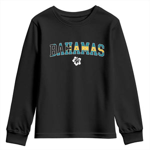 Bahamas Flag Youth Sweatshirt Caribbean Hibiscus Flower Beach Summer Vacation - African Pride
