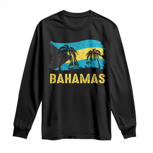 Bahamas Flag Long Sleeve Shirt Tropical Island Palm Trees Bahamian Gifts - African Pride