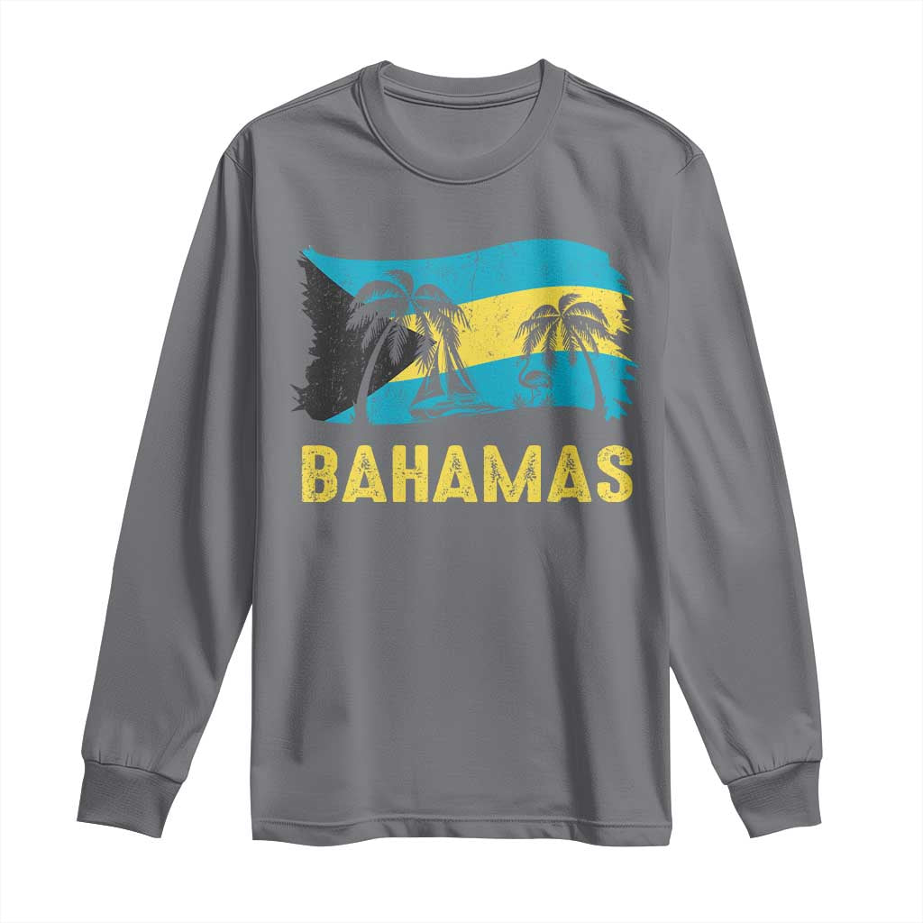 Bahamas Flag Long Sleeve Shirt Tropical Island Palm Trees Bahamian Gifts - African Pride