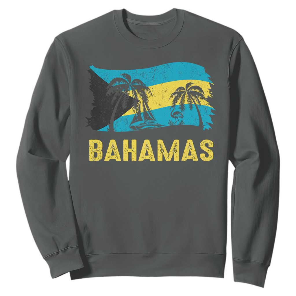 Bahamas Flag Sweatshirt Tropical Island Palm Trees Bahamian Gifts - African Pride