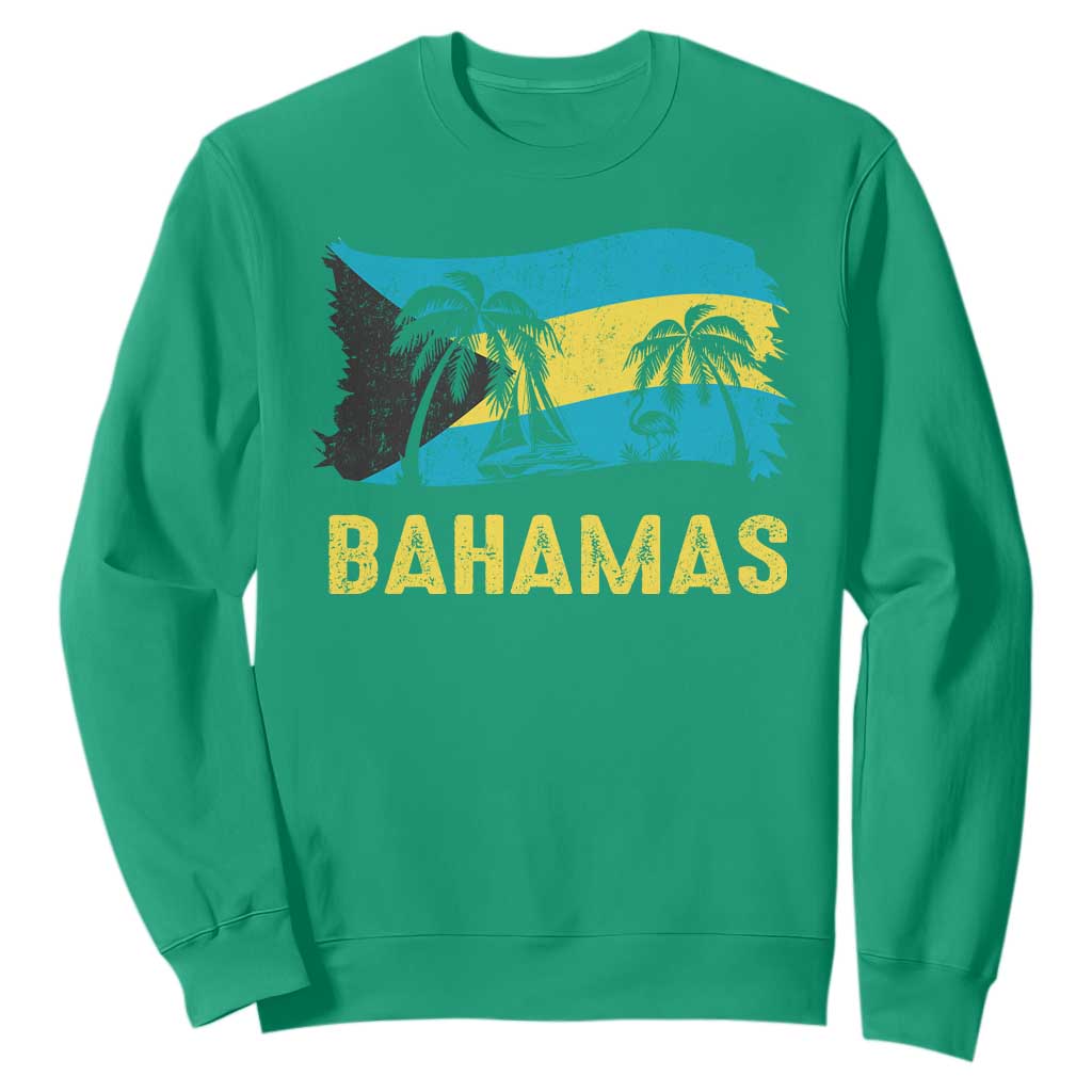 Bahamas Flag Sweatshirt Tropical Island Palm Trees Bahamian Gifts - African Pride