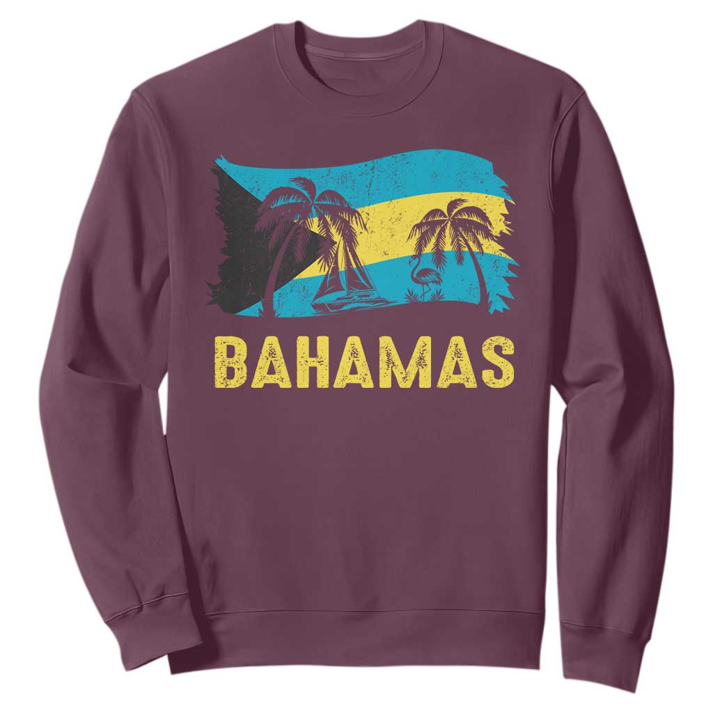 Bahamas Flag Sweatshirt Tropical Island Palm Trees Bahamian Gifts - African Pride