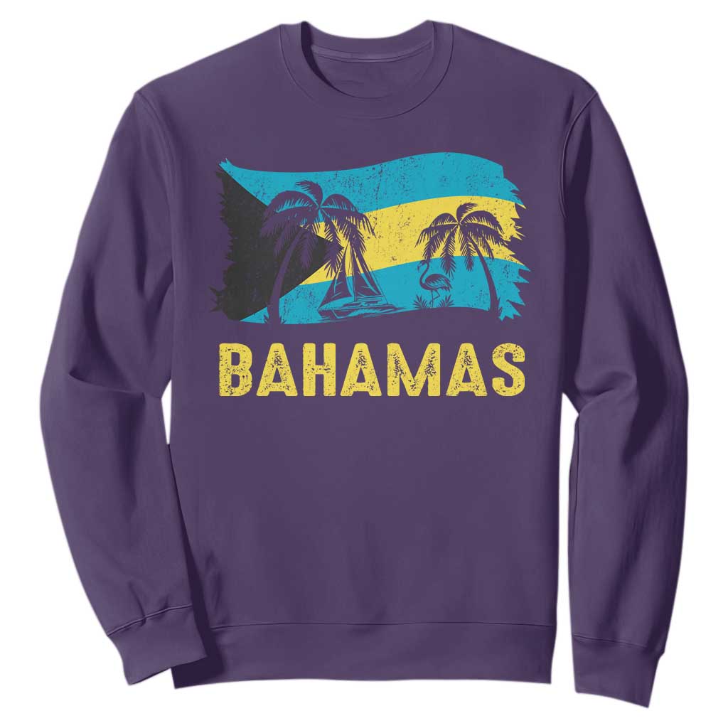 Bahamas Flag Sweatshirt Tropical Island Palm Trees Bahamian Gifts - African Pride