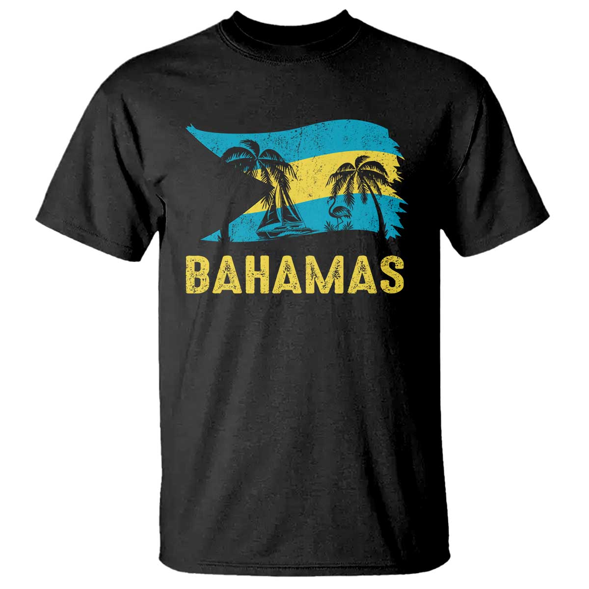 Bahamas Flag T Shirt Tropical Island Palm Trees Bahamian Gifts - African Pride