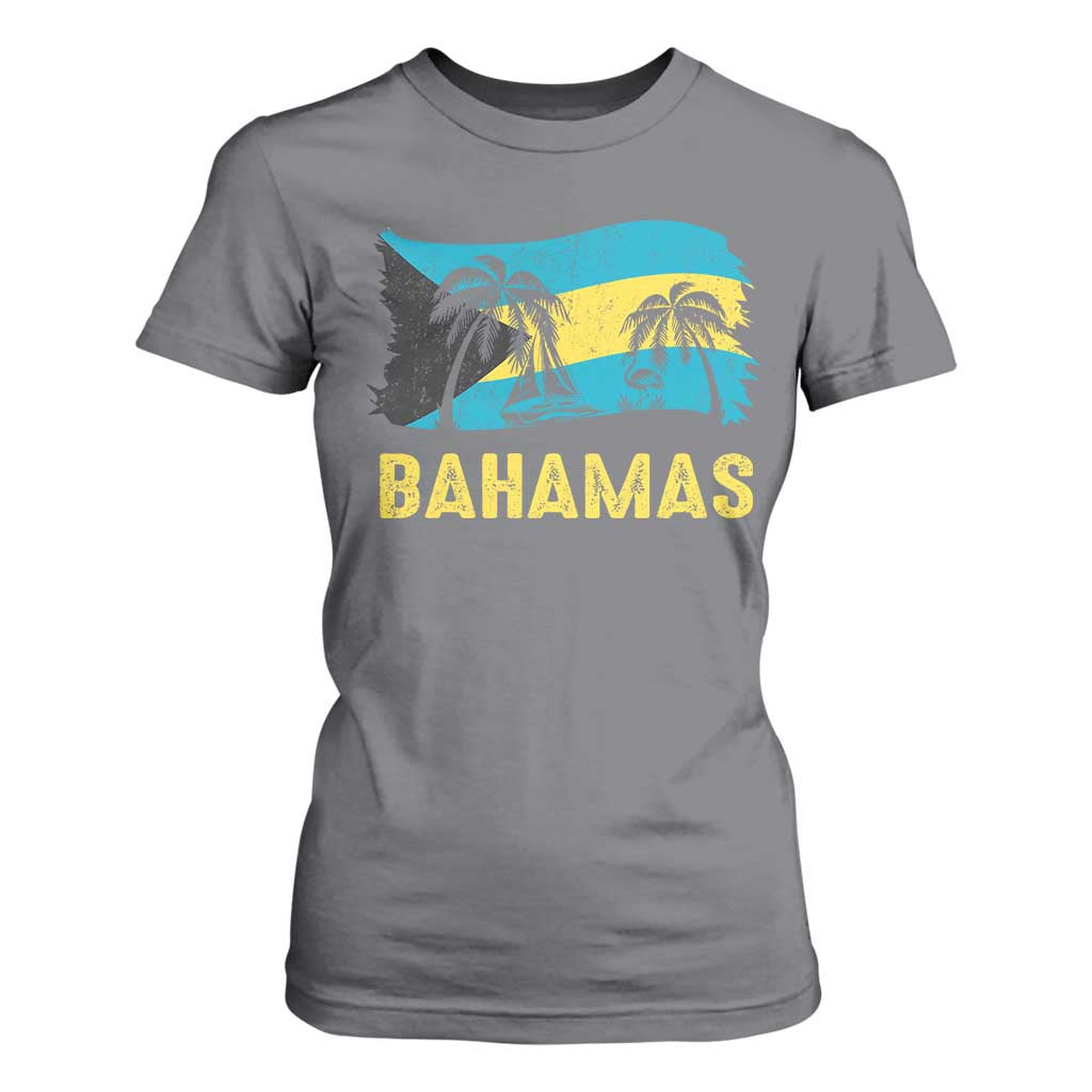 Bahamas Flag T Shirt For Women Tropical Island Palm Trees Bahamian Gifts - African Pride