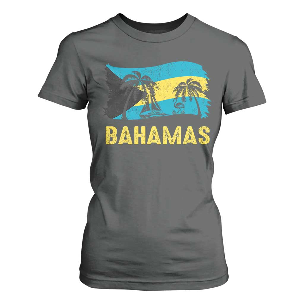 Bahamas Flag T Shirt For Women Tropical Island Palm Trees Bahamian Gifts - African Pride