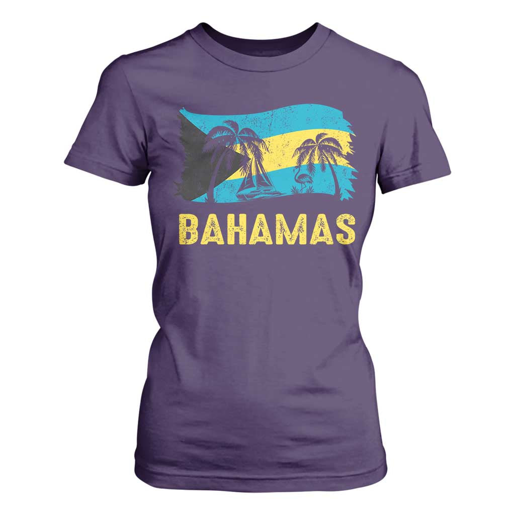 Bahamas Flag T Shirt For Women Tropical Island Palm Trees Bahamian Gifts - African Pride