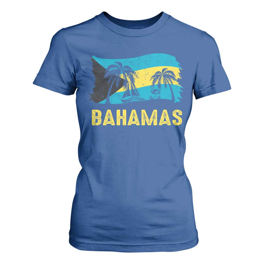 Bahamas Flag T Shirt For Women Tropical Island Palm Trees Bahamian Gifts - African Pride