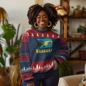 Bahamas Flag Knit Sweatshirt Tropical Island Palm Trees Bahamian Gifts - African Pride