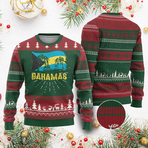 Bahamas Flag Knit Sweatshirt Tropical Island Palm Trees Bahamian Gifts - African Pride