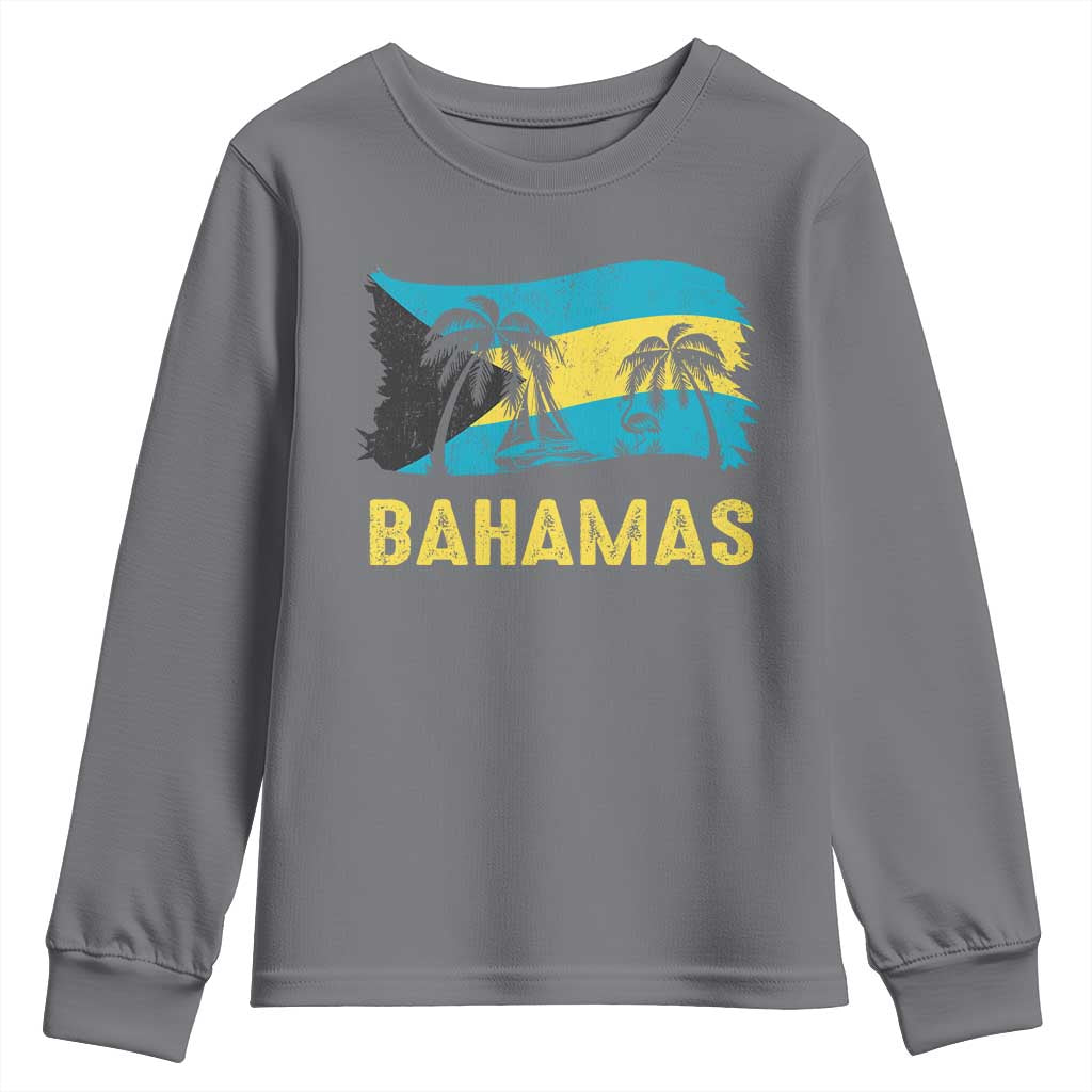 Bahamas Flag Youth Sweatshirt Tropical Island Palm Trees Bahamian Gifts - African Pride