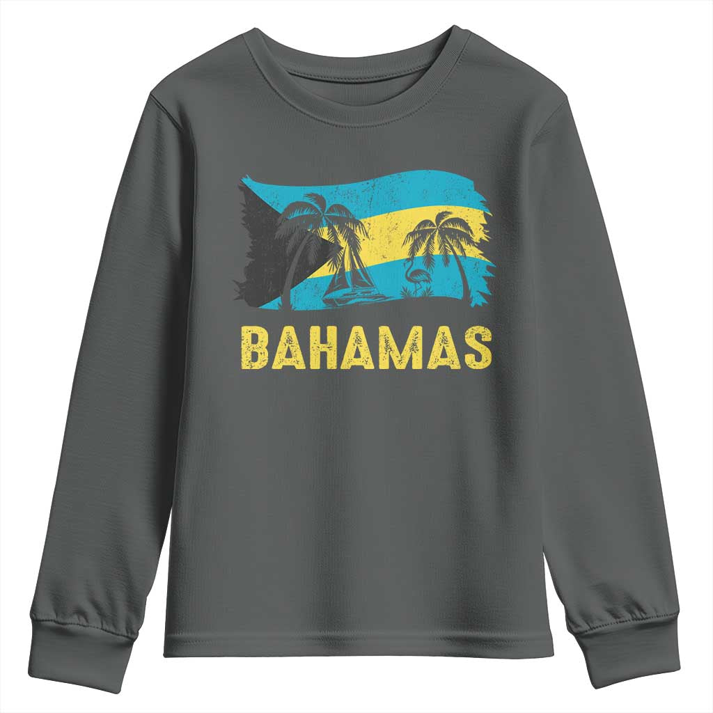 Bahamas Flag Youth Sweatshirt Tropical Island Palm Trees Bahamian Gifts - African Pride