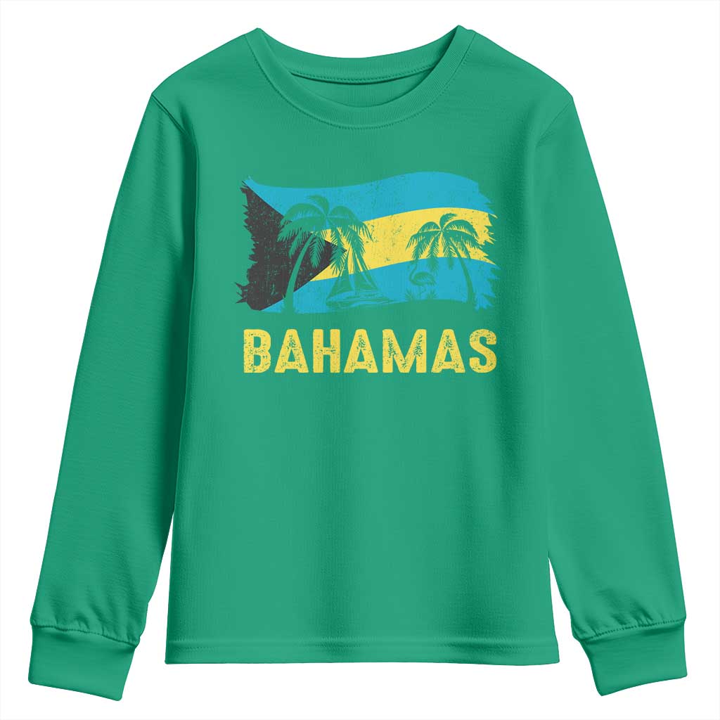 Bahamas Flag Youth Sweatshirt Tropical Island Palm Trees Bahamian Gifts - African Pride