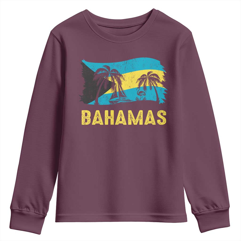 Bahamas Flag Youth Sweatshirt Tropical Island Palm Trees Bahamian Gifts - African Pride