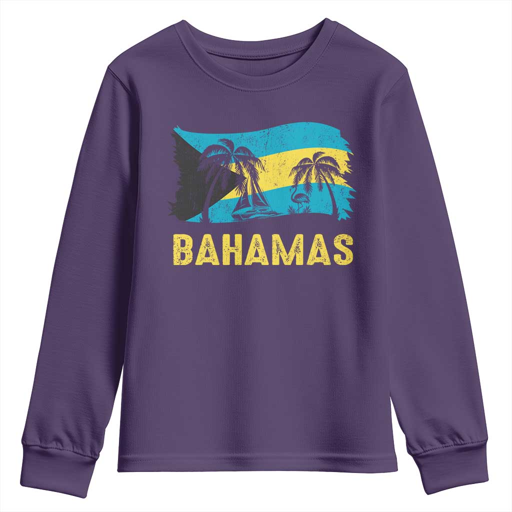 Bahamas Flag Youth Sweatshirt Tropical Island Palm Trees Bahamian Gifts - African Pride