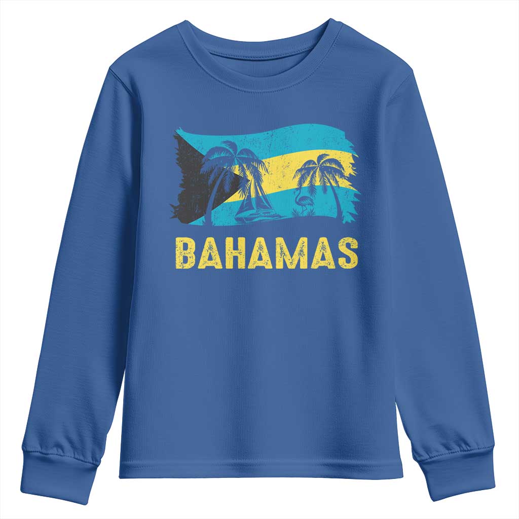 Bahamas Flag Youth Sweatshirt Tropical Island Palm Trees Bahamian Gifts - African Pride
