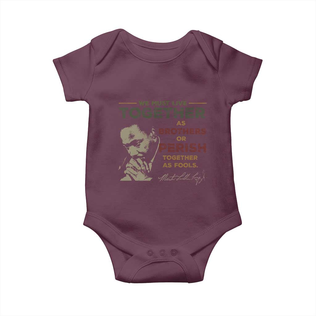 Martin Luther King Jr Baby Onesie Live Together MLK Day Black History Month - African Pride