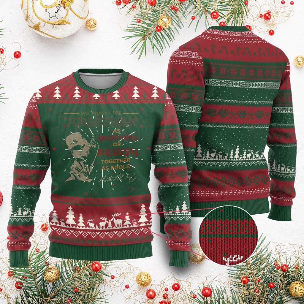 Martin Luther King Jr Knit Sweatshirt Live Together MLK Day Black History Month - African Pride