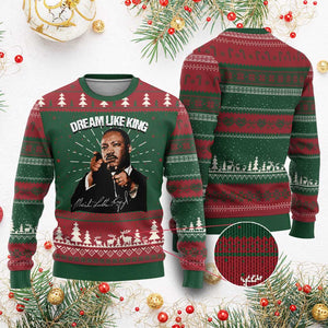Martin Luther King Jr Knit Sweatshirt Dream Like King MLK Day Black History Month - African Pride