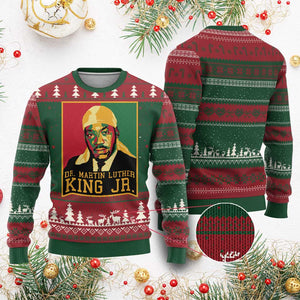 Martin Luther King Knit Sweatshirt Retro MLK Day - African Pride
