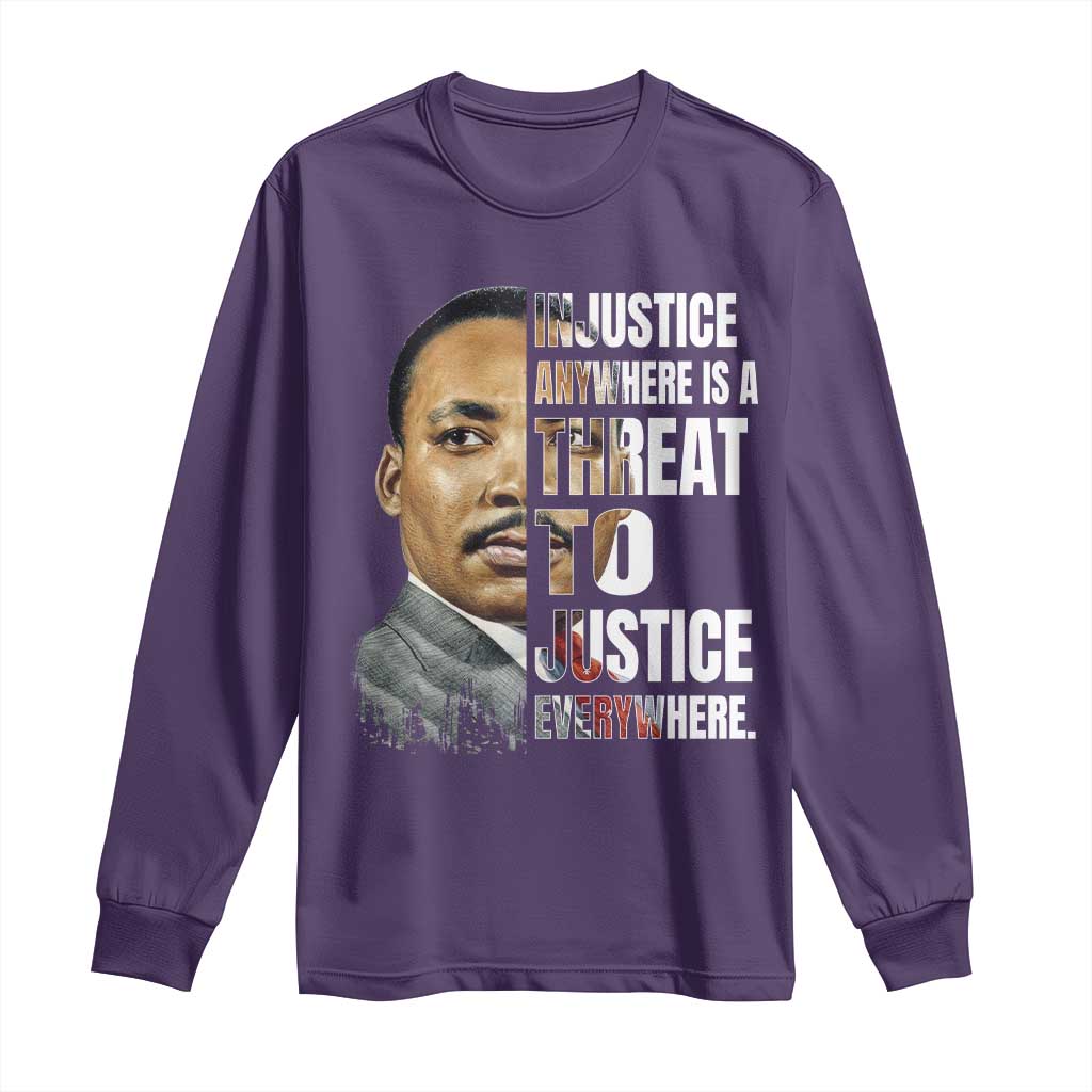 Martin Luther King Jr. Long Sleeve Shirt Civil Rights Injustice Anywhere Is a Threat To Justice Everywhere - African Pride
