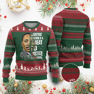 Martin Luther King Jr. Knit Sweatshirt Civil Rights Injustice Anywhere Is a Threat To Justice Everywhere - African Pride